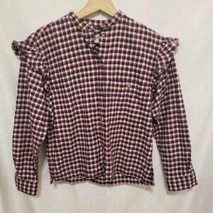 Plaid Ruffle Long Sleeve Shirt